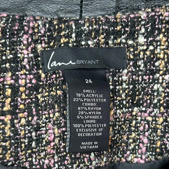 Lane Bryant Open Front Jacket Blazer Size 24 Vegan Leather Trim - Picture 4 of 12